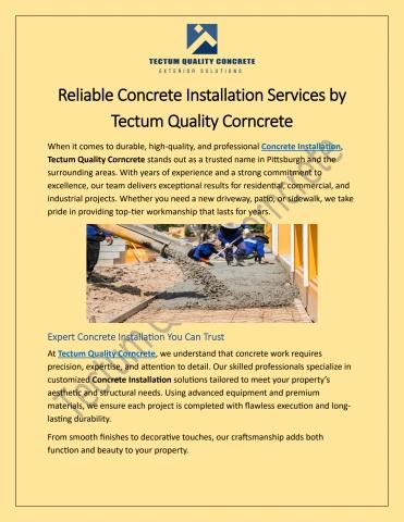 Concrete Installation Services by Tectum Quality Corncrete